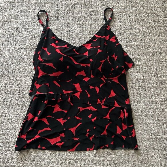 Magicsuit Womens Size 14 Petal Pusher Chloe Top Red Black Tankini Swimsuit Beach - Picture 1 of 12